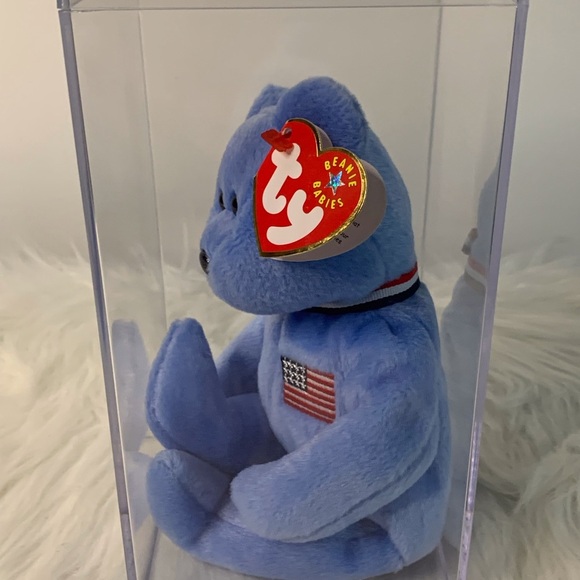 Ty (12) Rare Retired AMERICA Blue Stuffed Animal Bear with Flag Patch - Picture 11 of 14